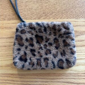 Expressions Brown and Black Faux Leopard Print Fur Wristlet